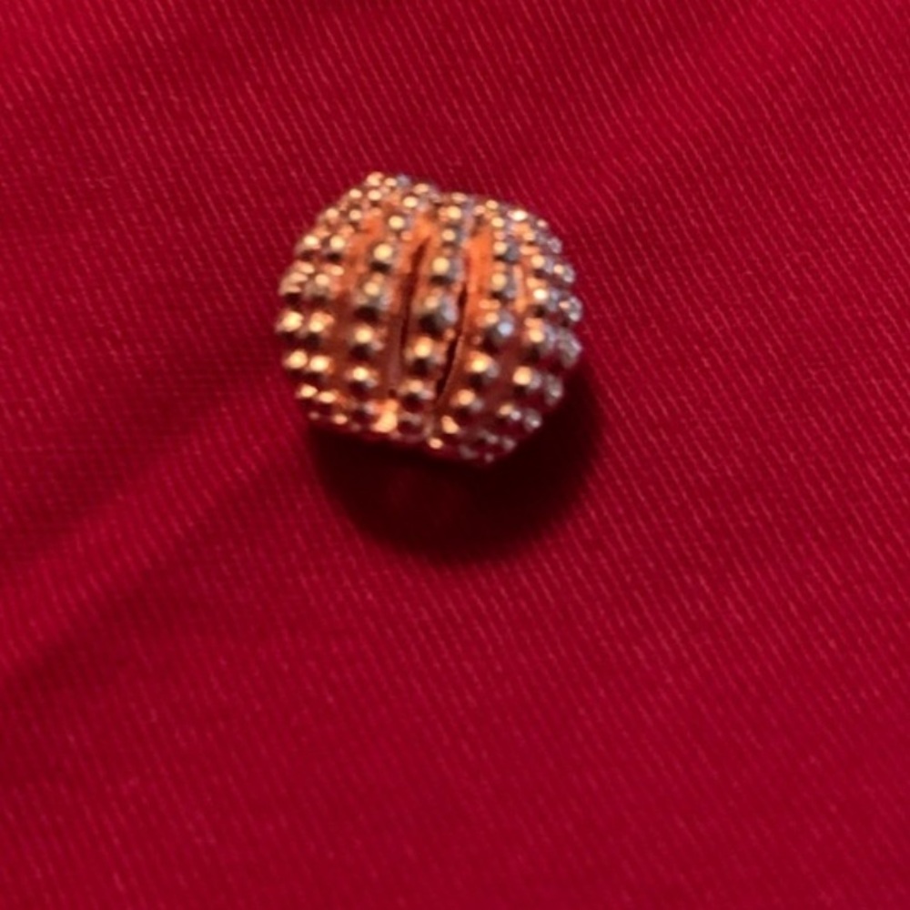 2 pandora charms, silver heart and gold open beadwork charm